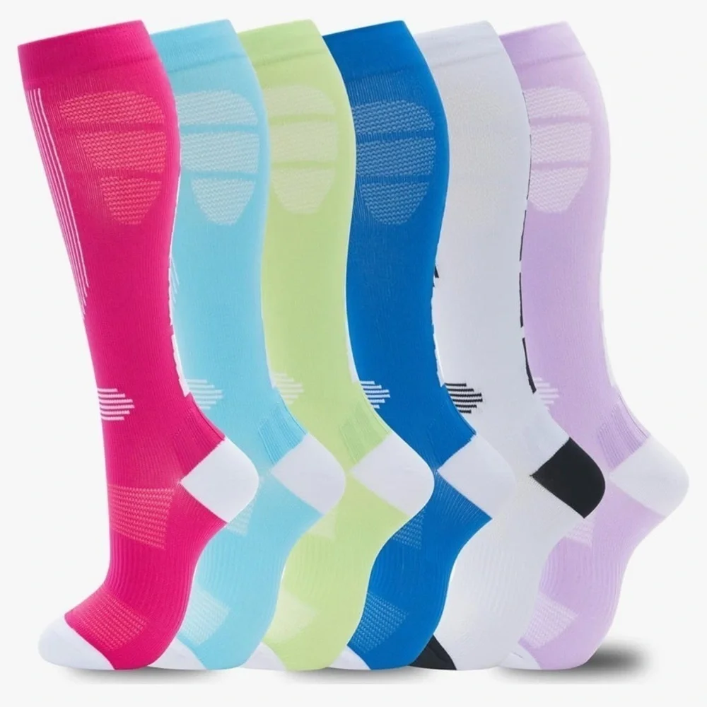 Colorful Compression Socks, 20-30mmHg compression (1 pair), Fresh Spring Colors